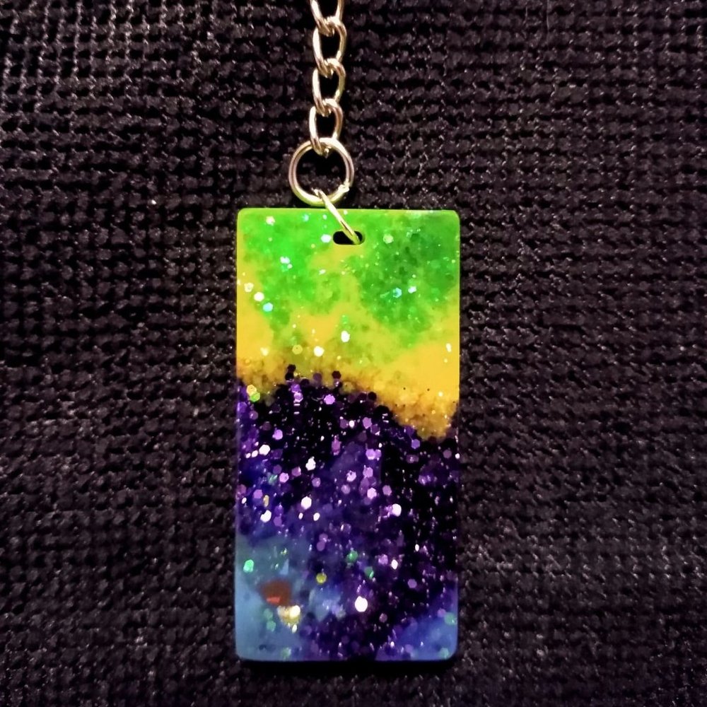 Homemade Mardi Gra inspired keychain